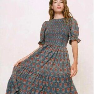 Christy Dawn The Amalia Dress Indigo Sunflower Size Small